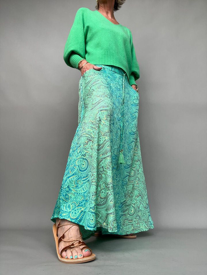 Joss Maxi Skirt | Aqua Gold