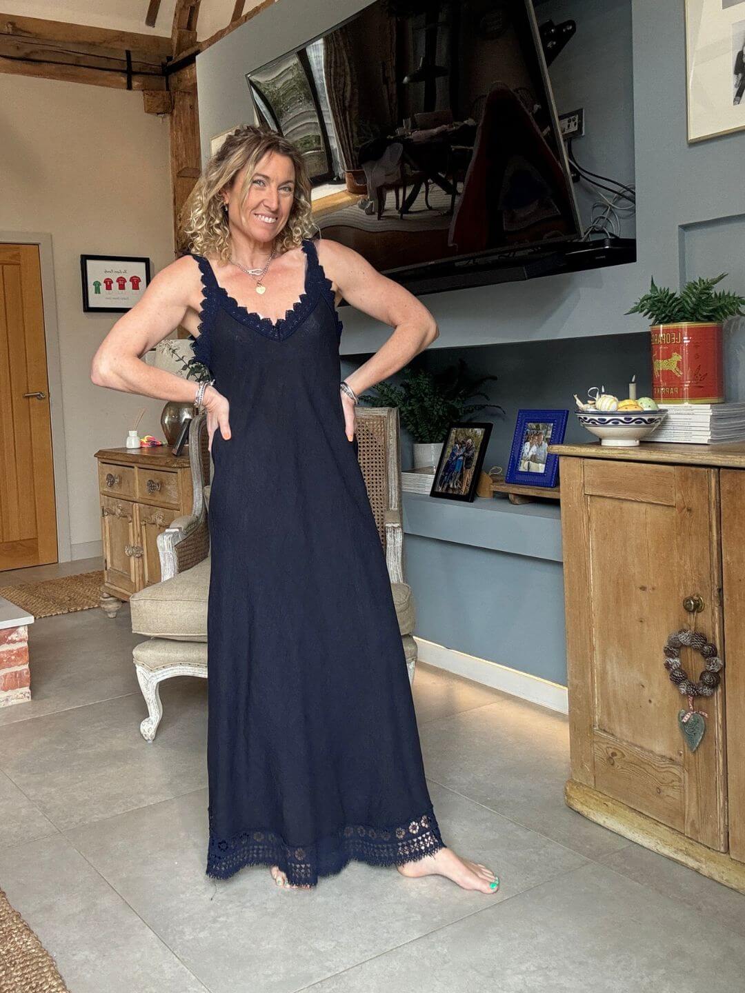 Amalfi Linen Dress | Navy