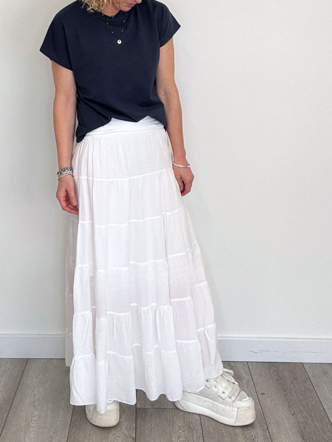 Lexi Tiered Maxi Skirt | White