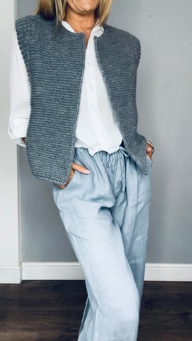 Lauren Drawstring Linen Palazzos | Urban Grey