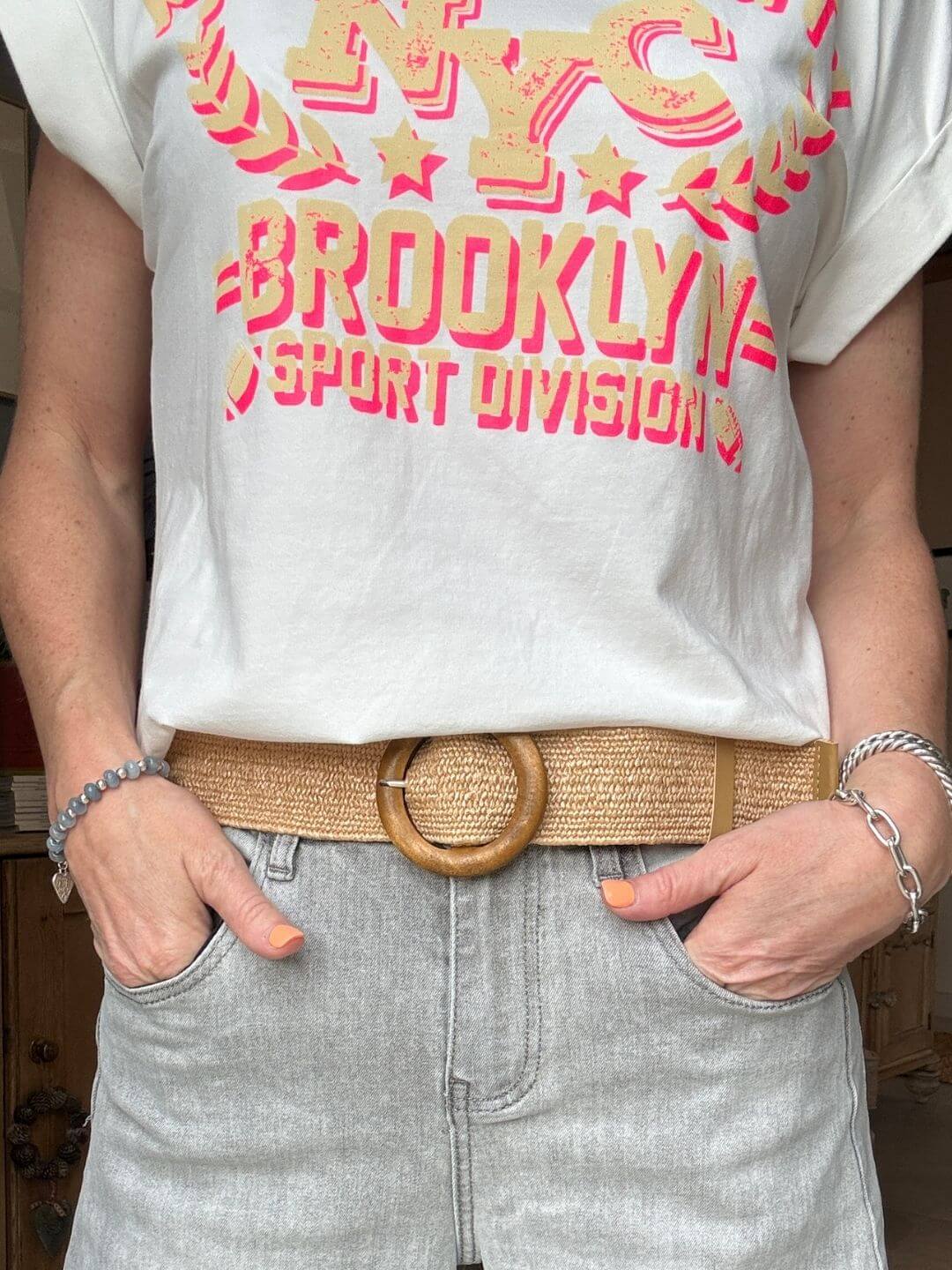 NYC T-Shirt | White & Neon Pink