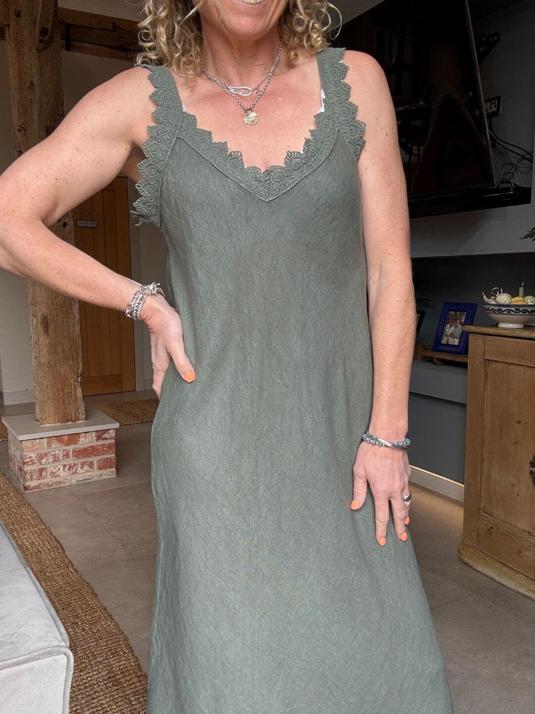 Amalfi Linen Dress | Khaki