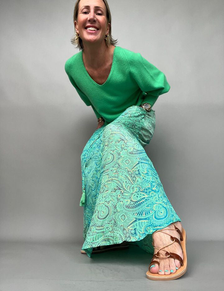 Joss Maxi Skirt | Aqua Gold