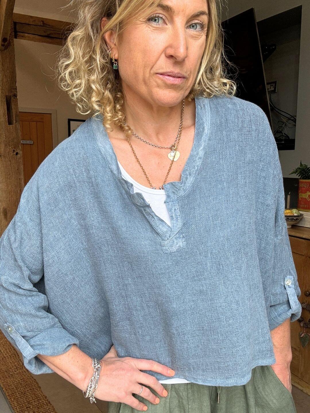 Gracie Linen Top | Denim