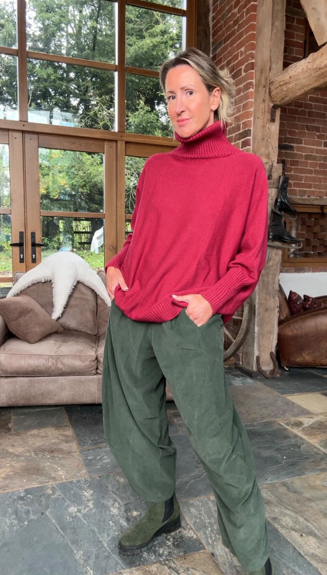 Tilly Cord Barrel Pant | Deep Sage