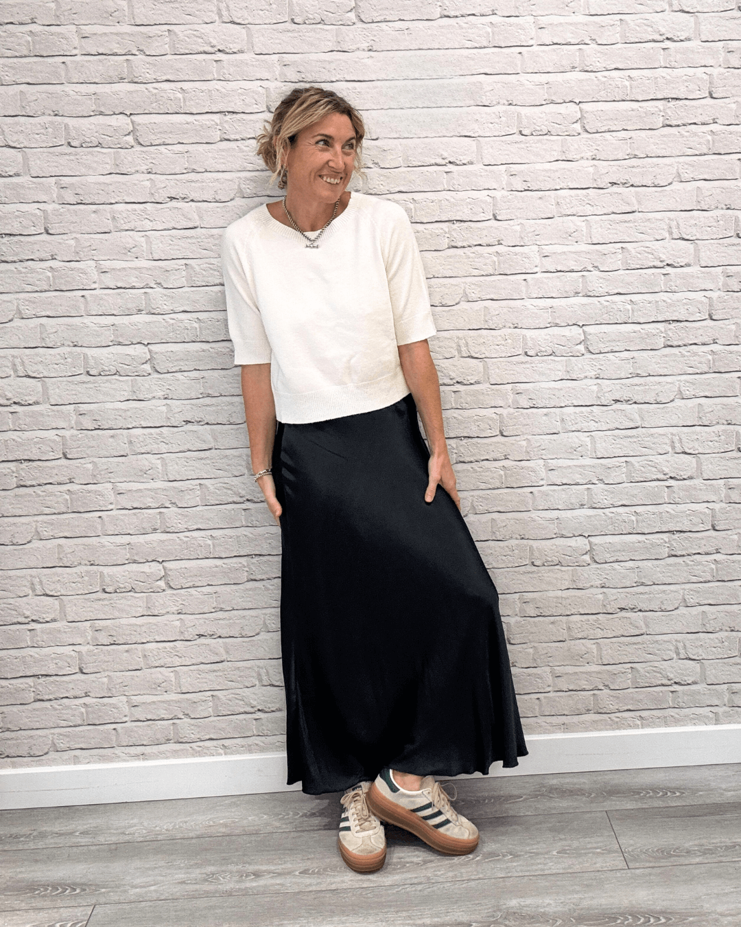 Orla Satin Slip Skirt | Charcoal