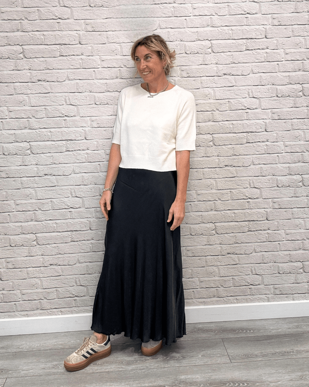 Orla Satin Slip Skirt | Charcoal