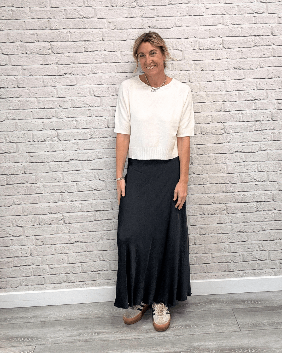 Orla Satin Slip Skirt | Charcoal