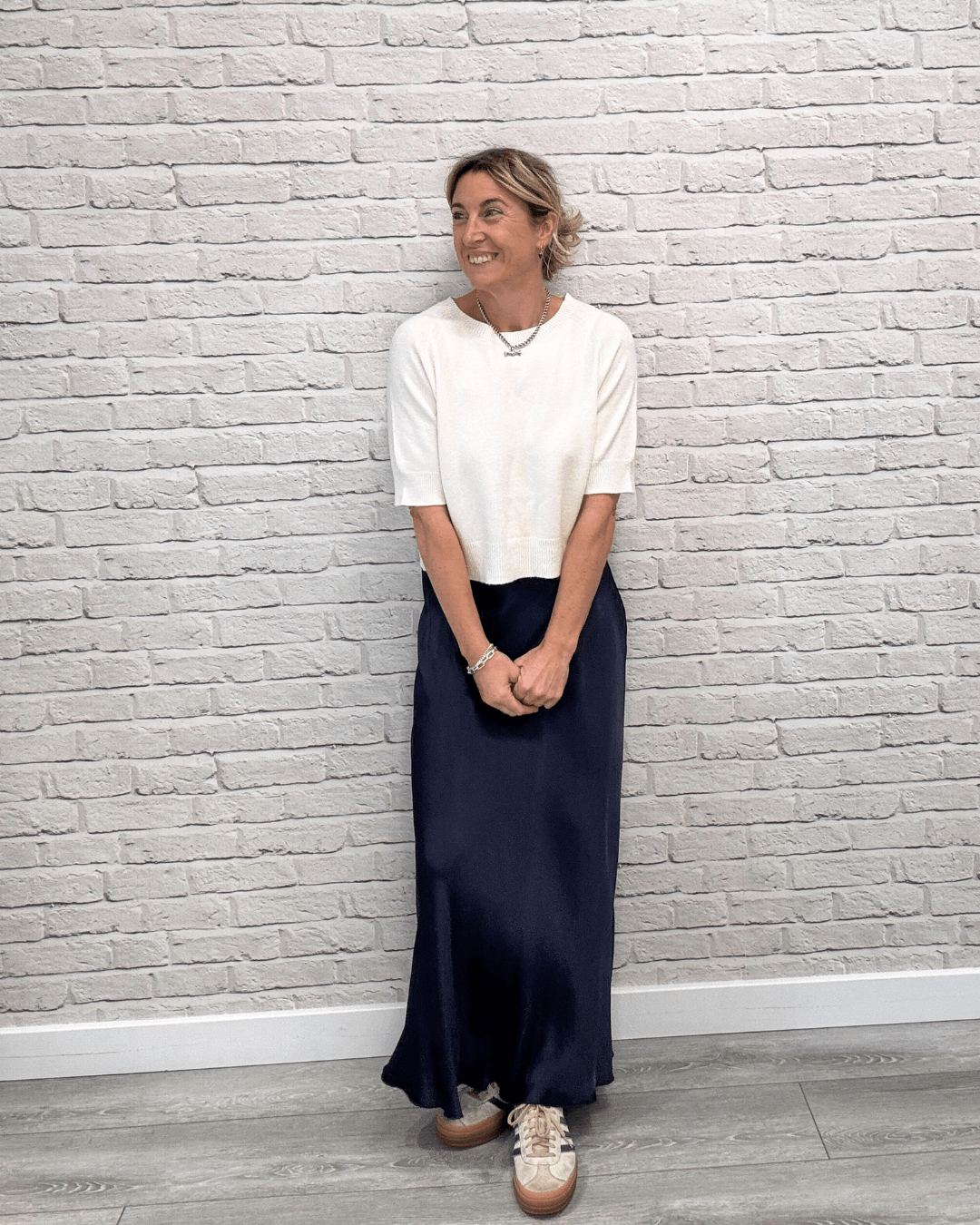 Orla Satin Slip Skirt | Navy