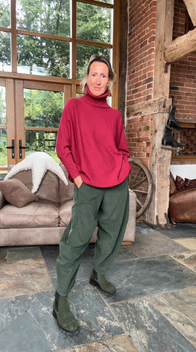 Tilly Cord Barrel Pant | Deep Sage