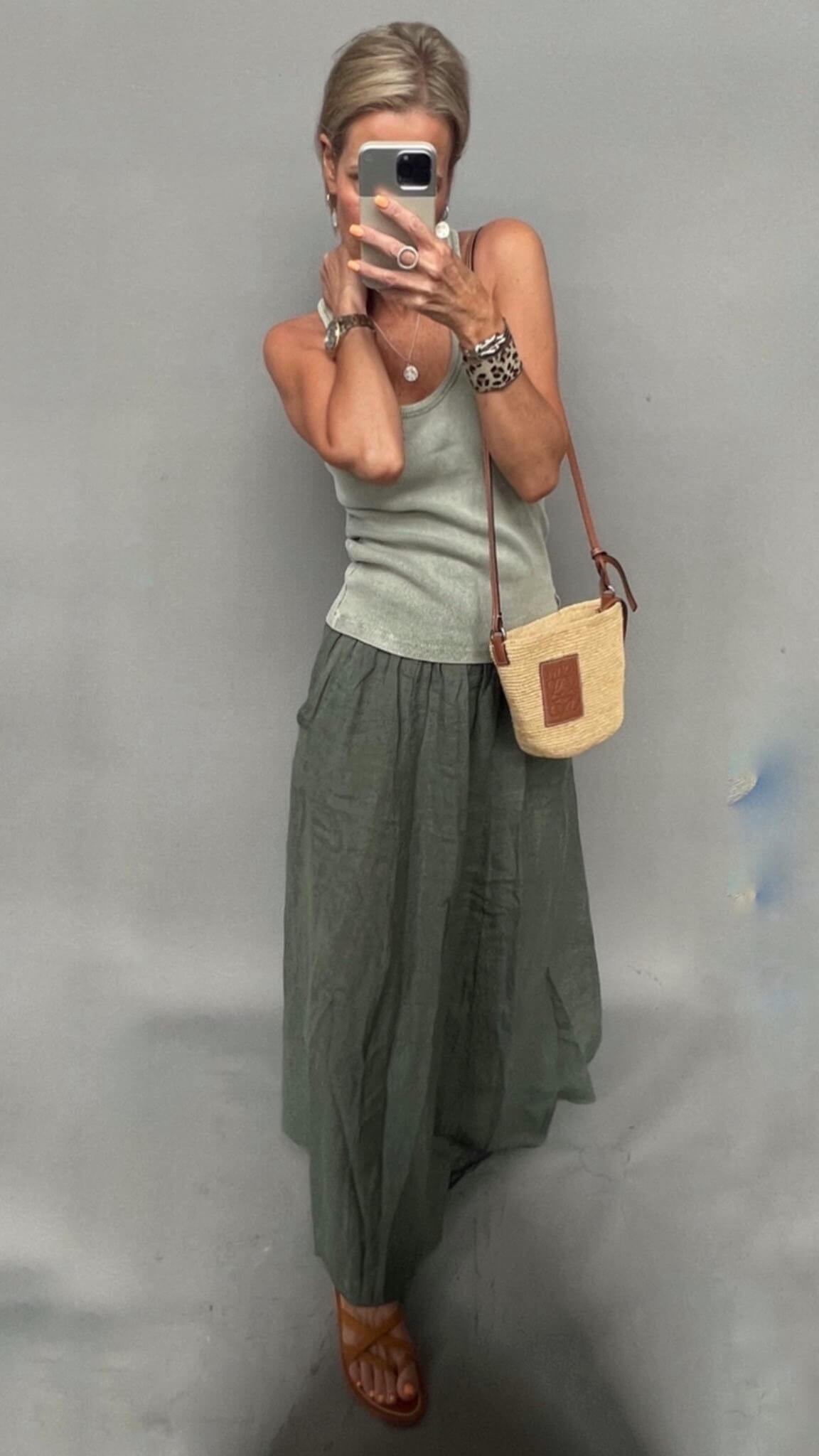 Linen maxi 2024 skirt outfit