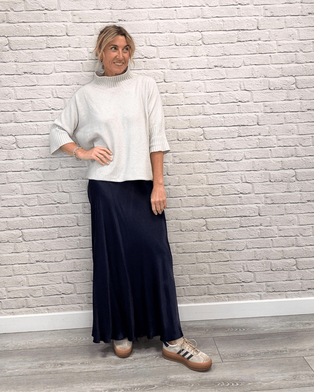 Orla Satin Slip Skirt | Navy
