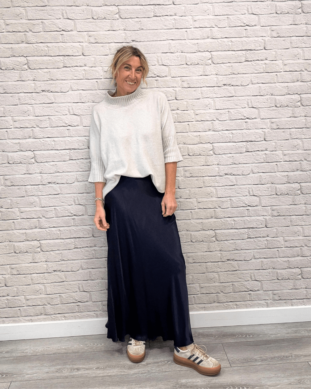 Orla Satin Slip Skirt | Navy