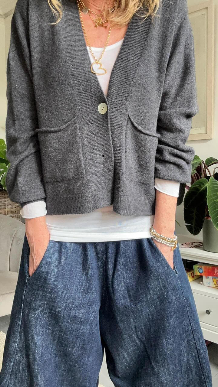 The Papa Cardigan | Charcoal