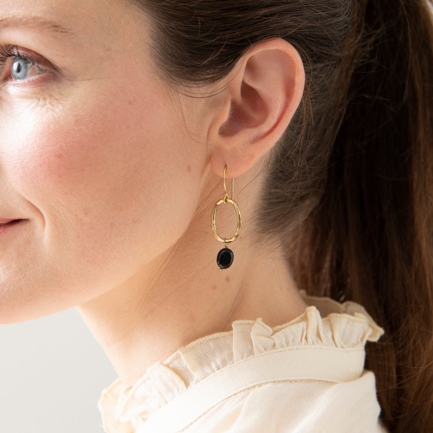 Graceful Black Onyx Gold Earrings