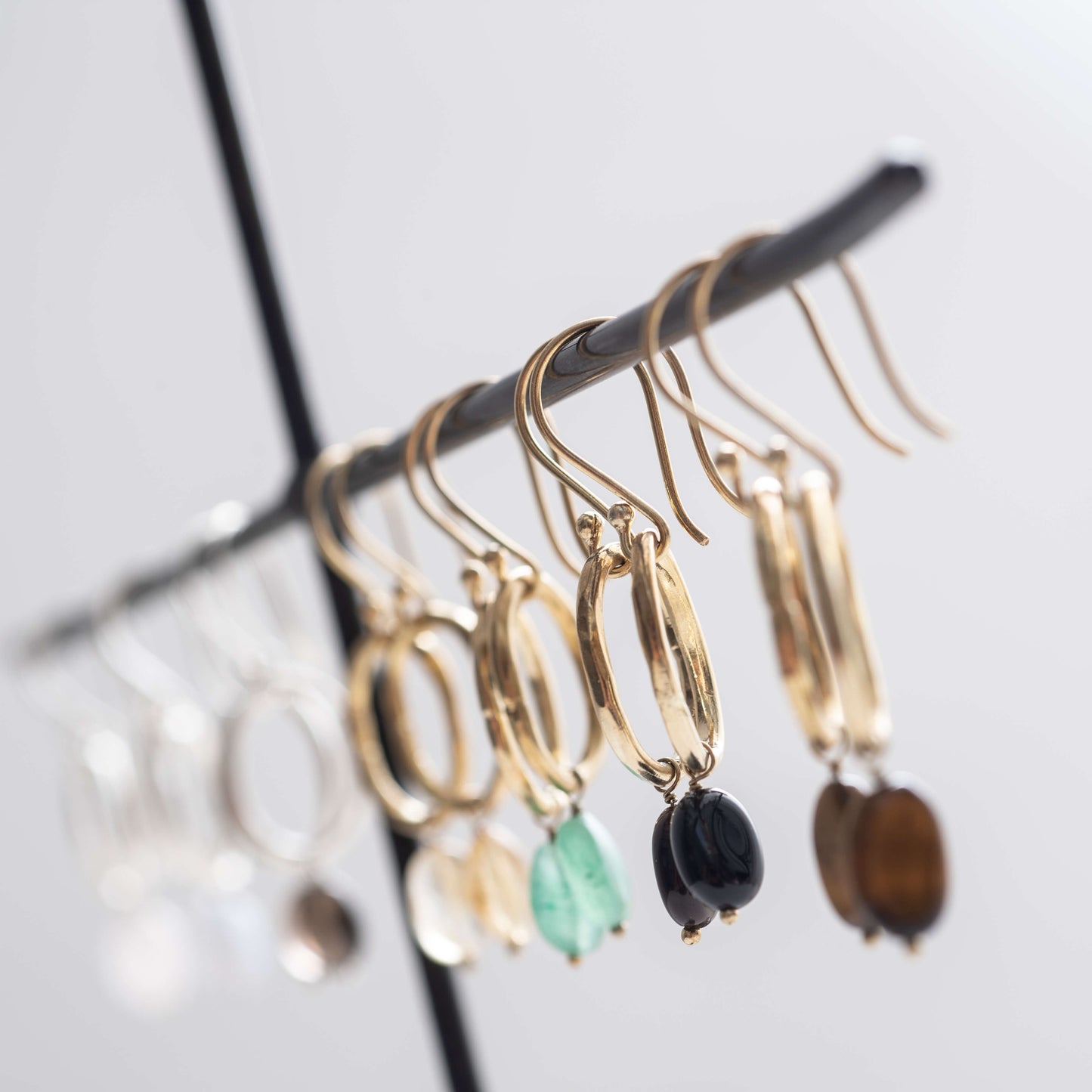 Graceful Black Onyx Gold Earrings