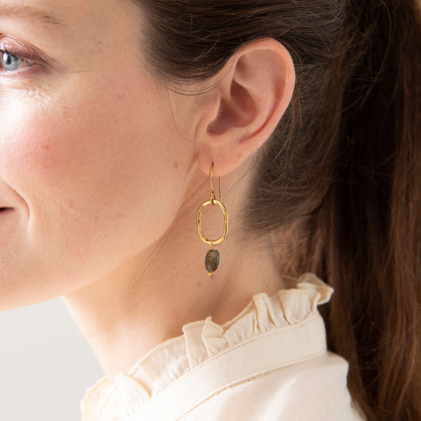 Graceful Labradorite Gold Earrings