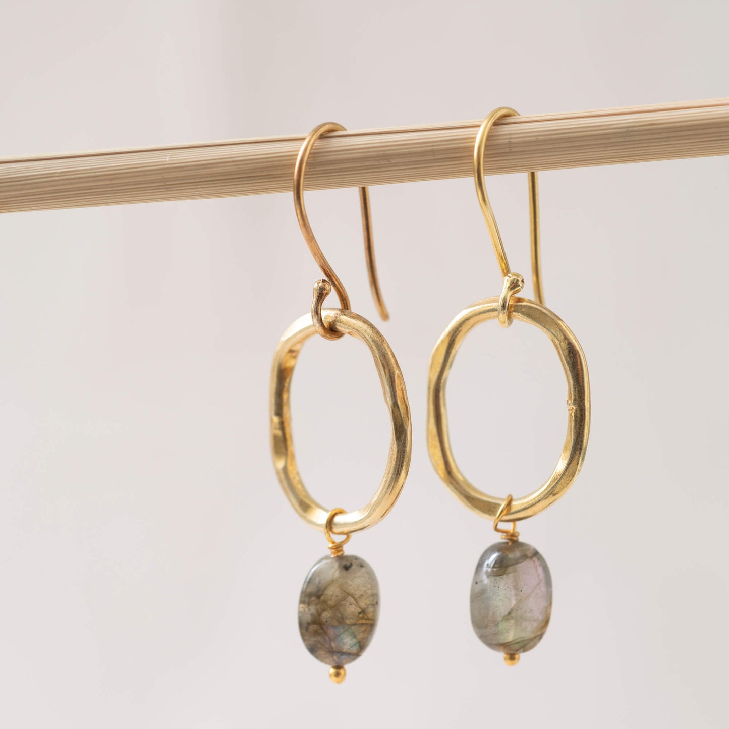 Graceful Labradorite Gold Earrings
