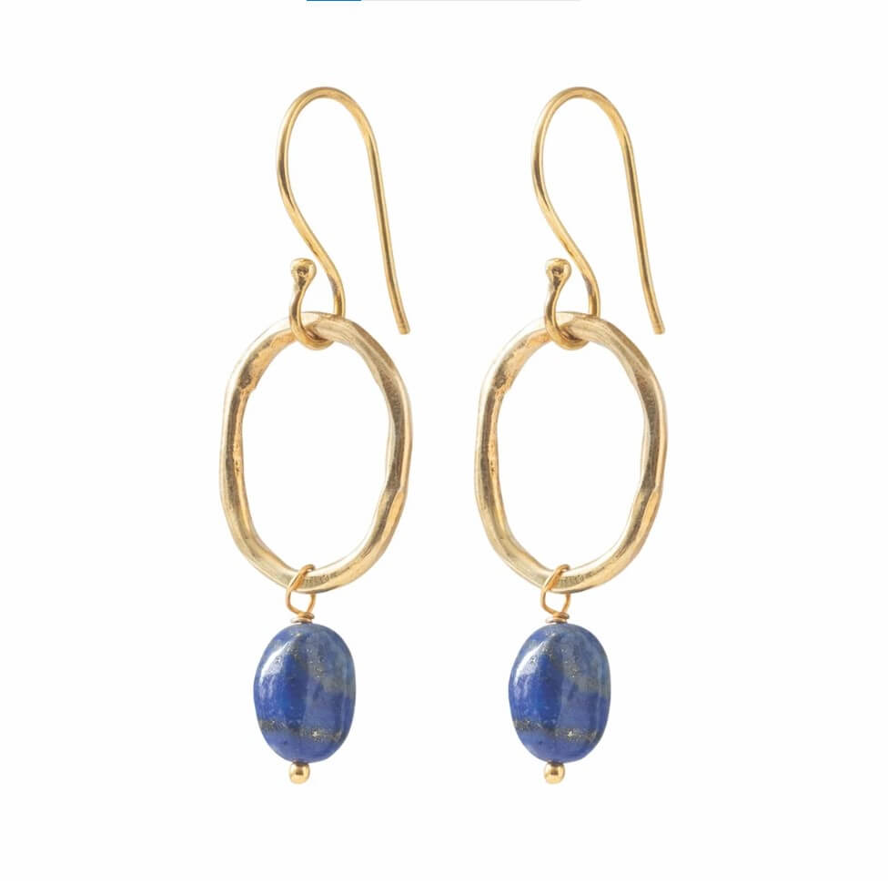 Graceful Lapis Lazuli Gold Earrings