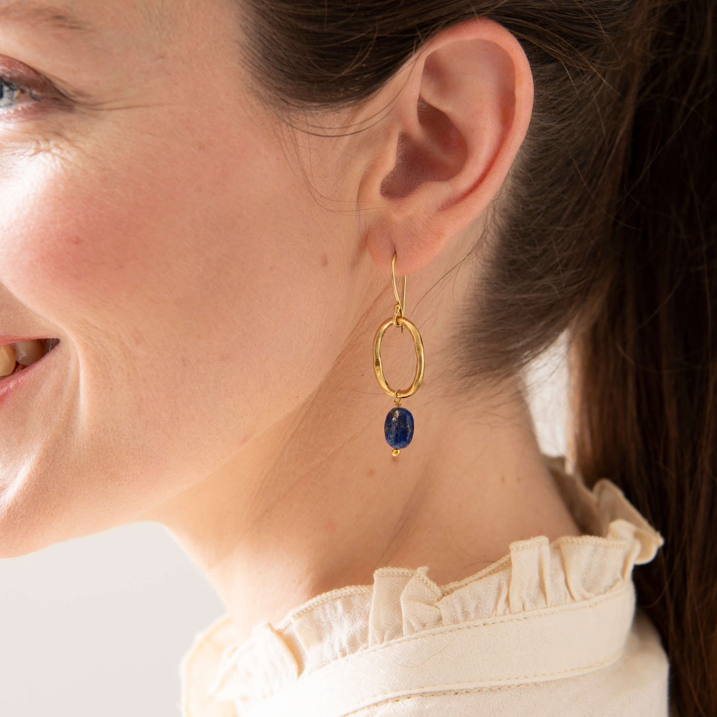 Graceful Lapis Lazuli Gold Earrings