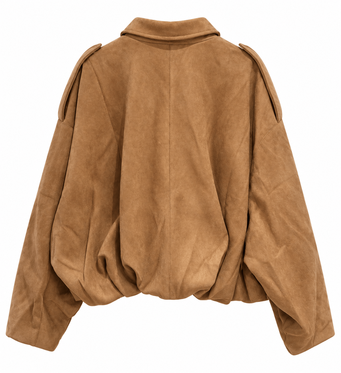 Suede Bubble Hem Bomber | Camel