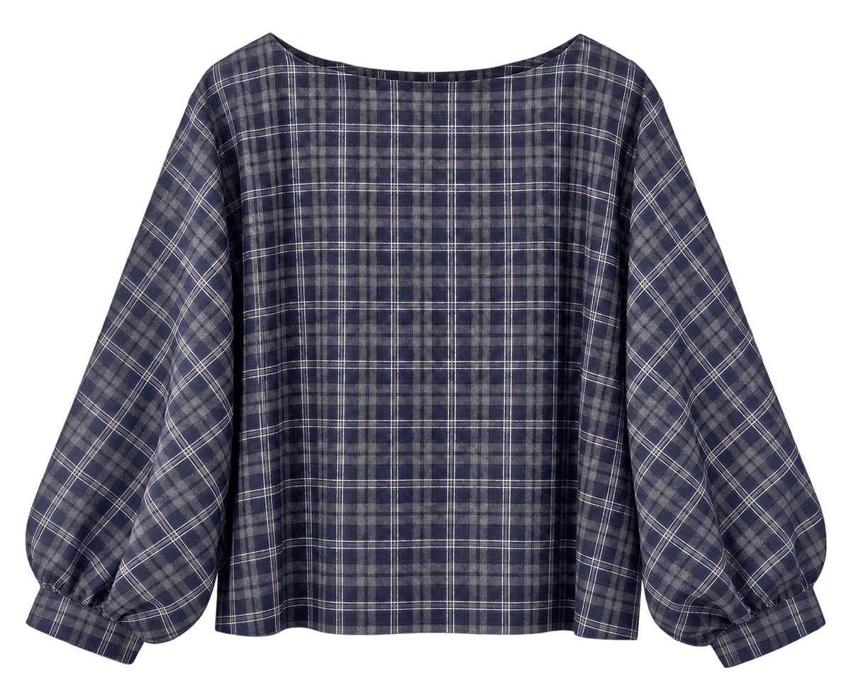 Navy Check Top