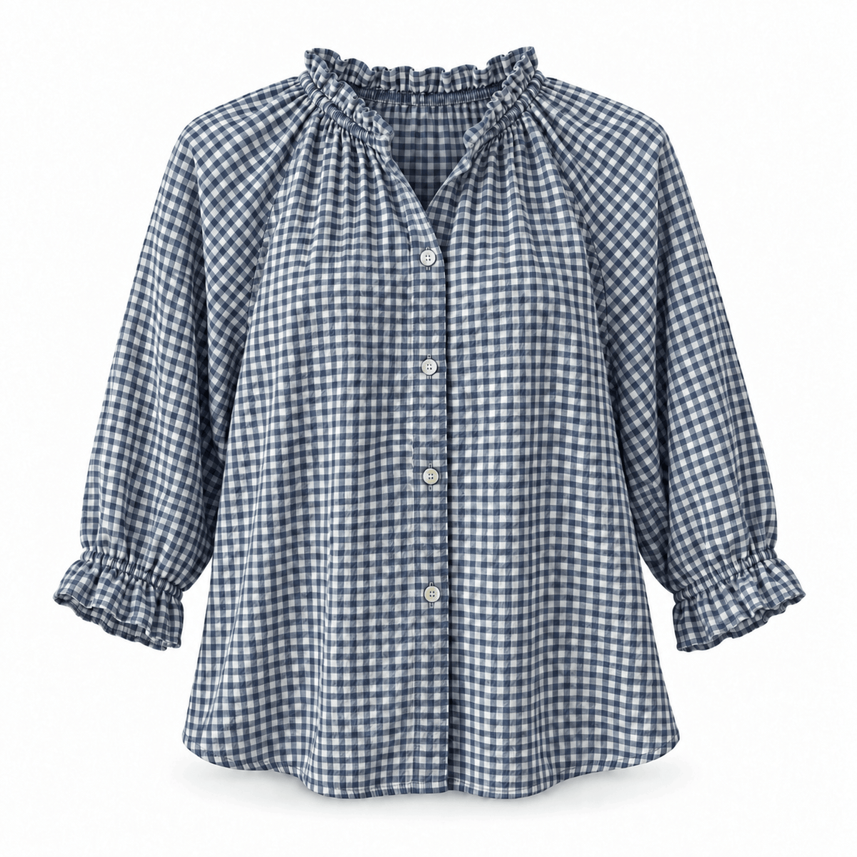Clementine Gingham Blouse | Blue