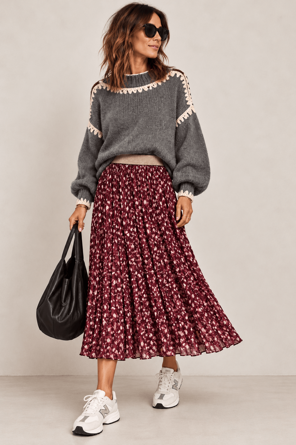 Hetty Pleated Midi Skirt | Berry