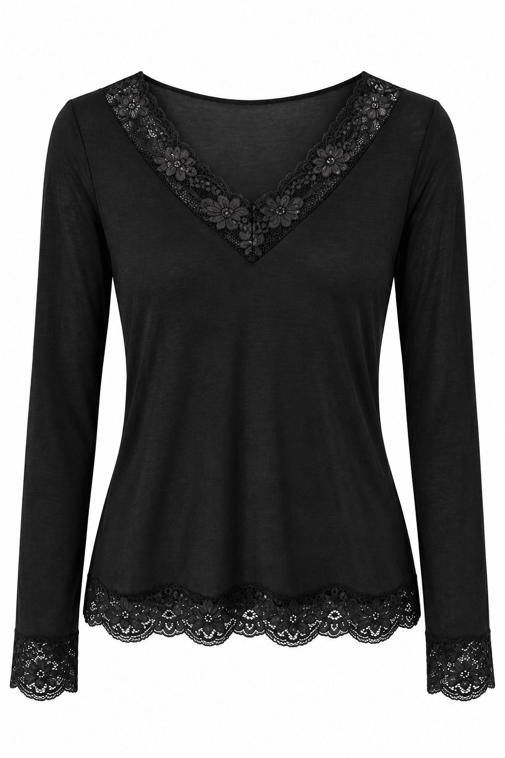 The Lace Cashmere Blend Body Hug | Black