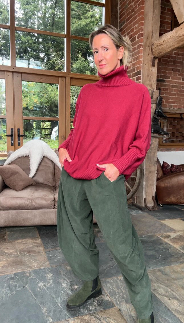 Tilly Cord Barrel Pant | Deep Sage