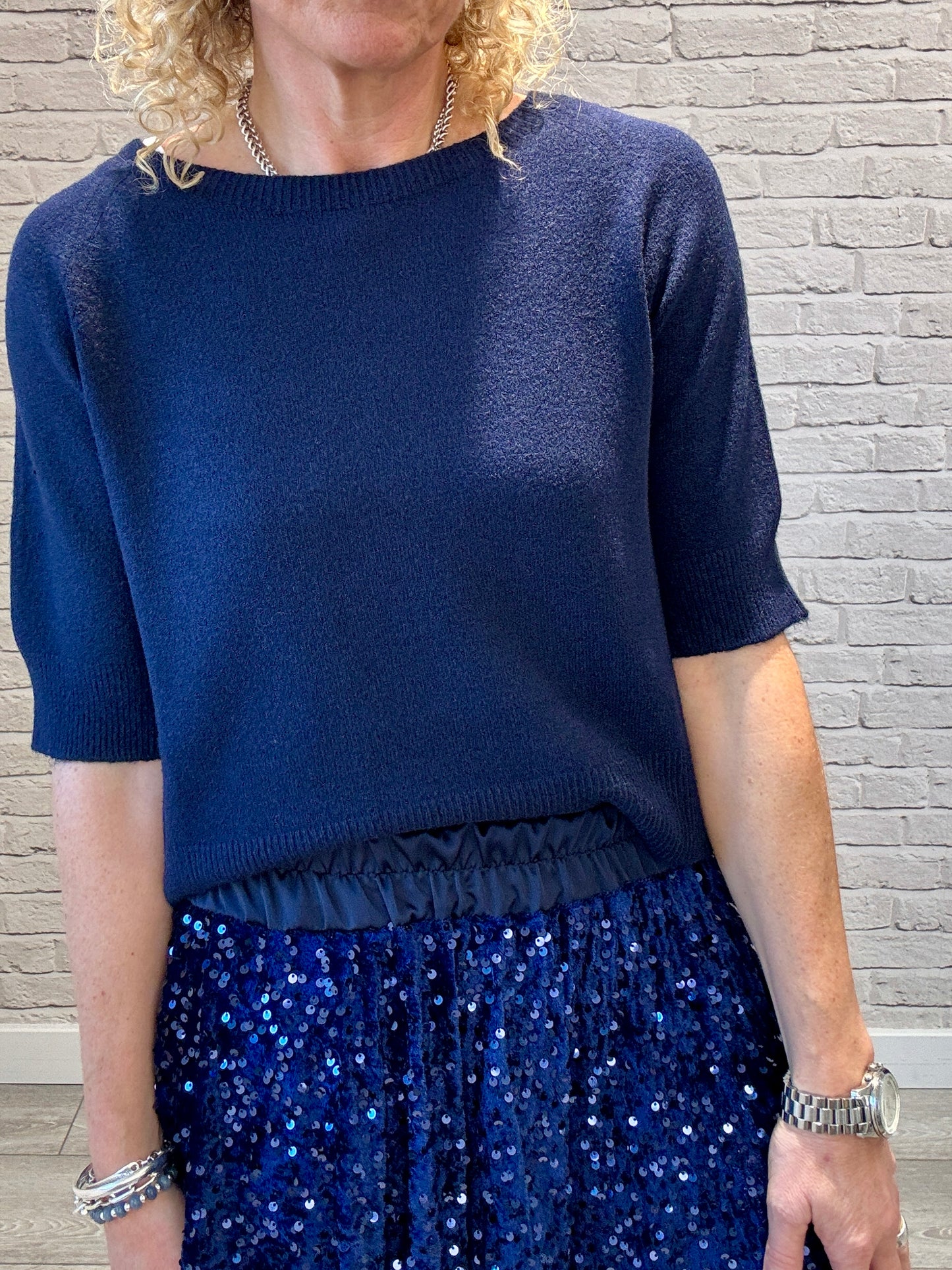 Lopez Velvet Sequin Maxi Skirt | Navy