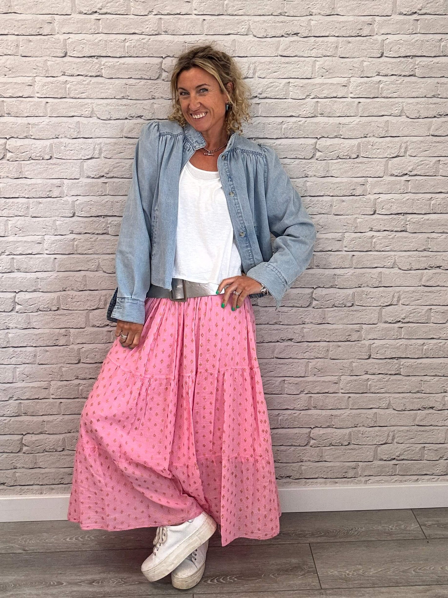 Seville Maxi Skirt | Pink/Gold
