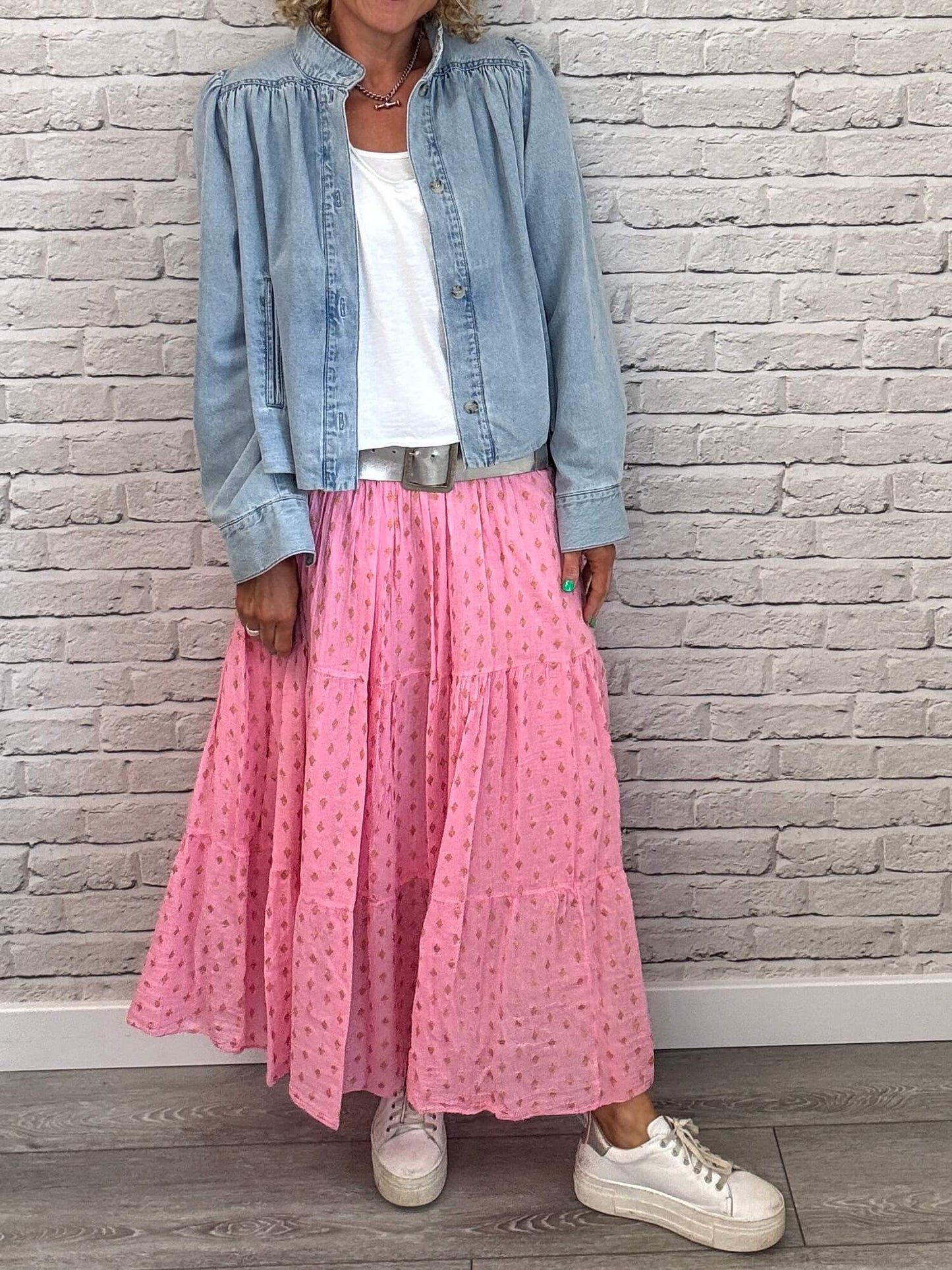 Seville Maxi Skirt | Pink/Gold