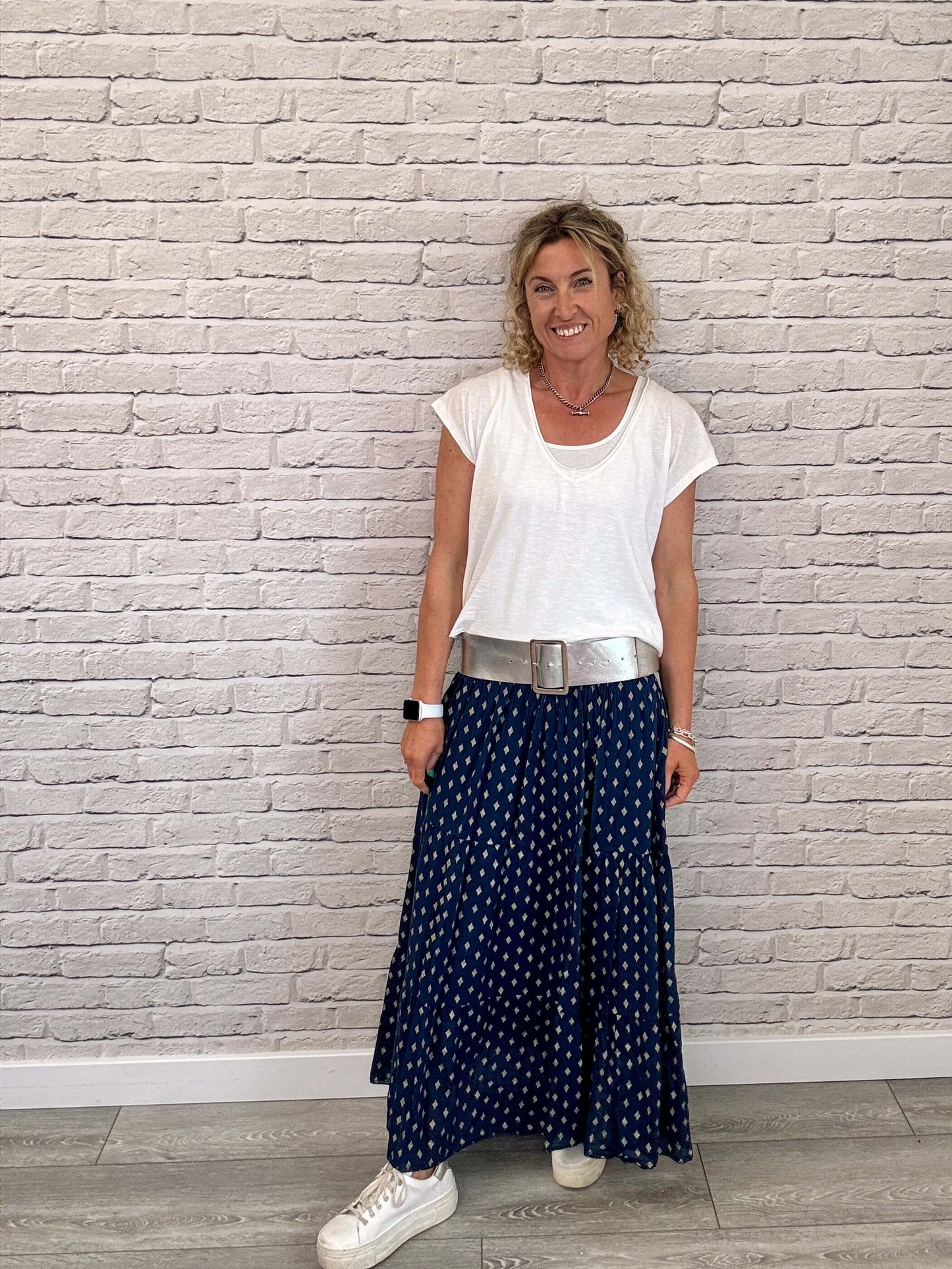 Seville Maxi Skirt | Navy/Gold