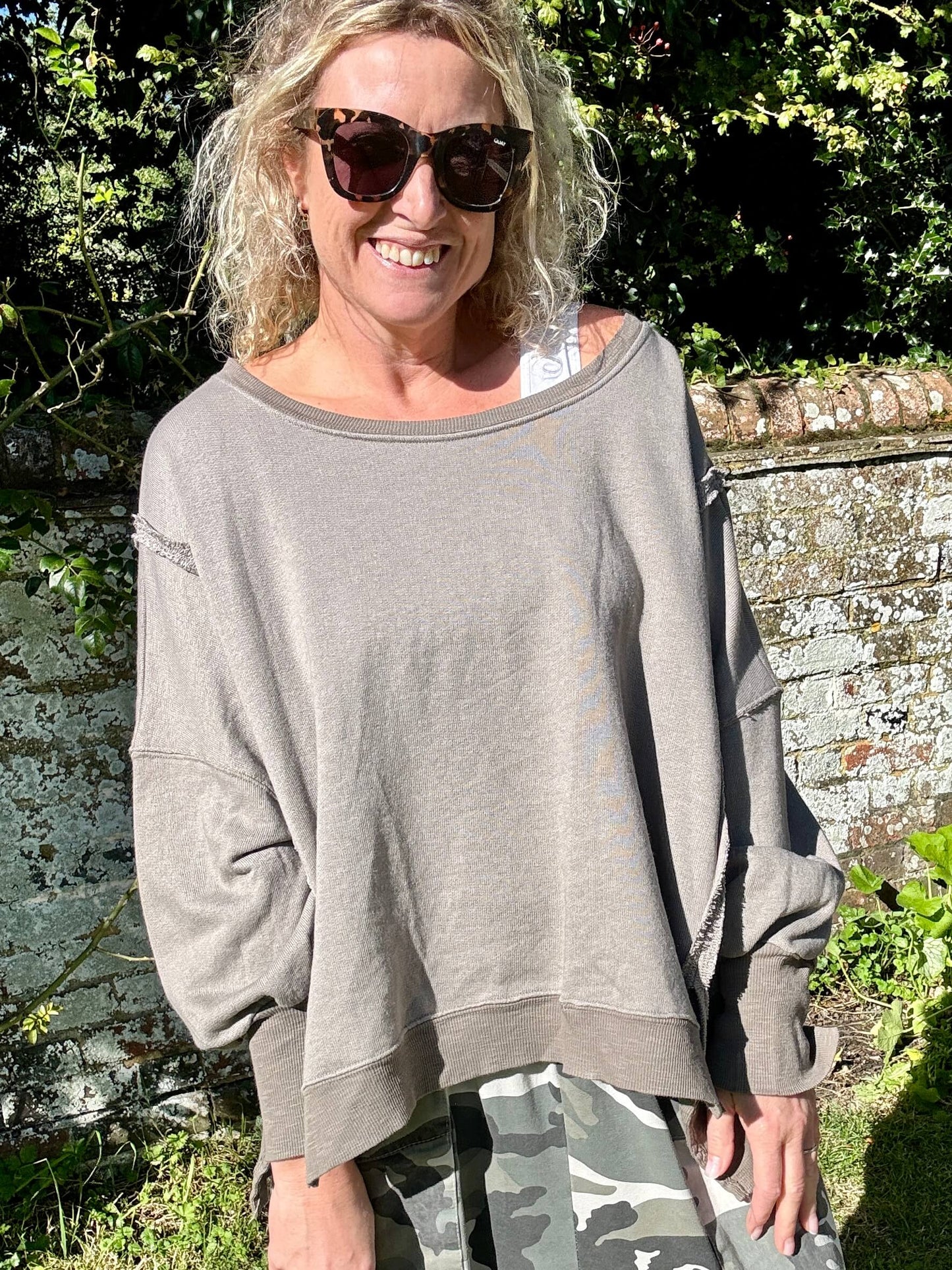 Frayed Hem Silk Blouse | Blue