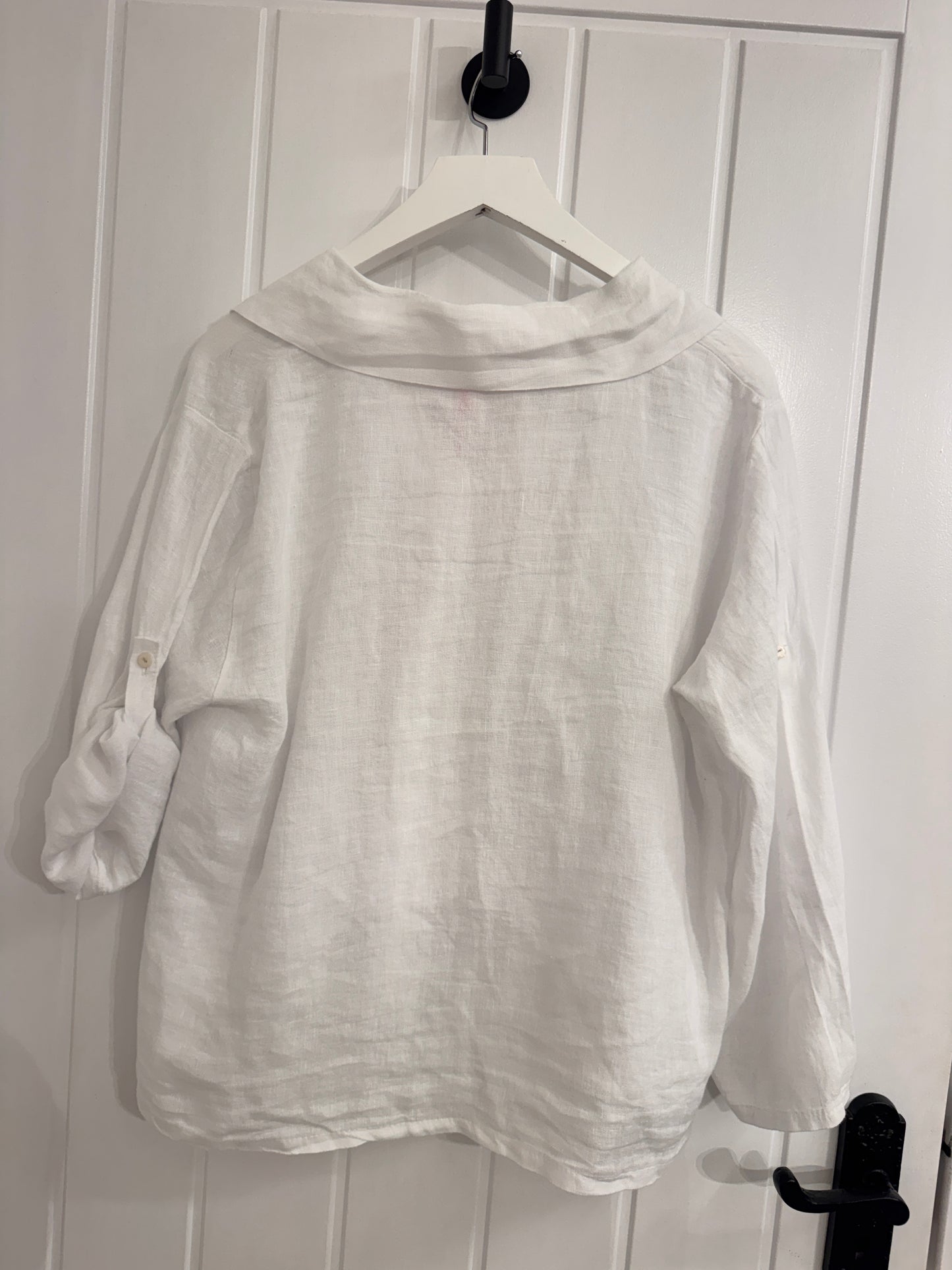 White Linen Pintuck Blouse