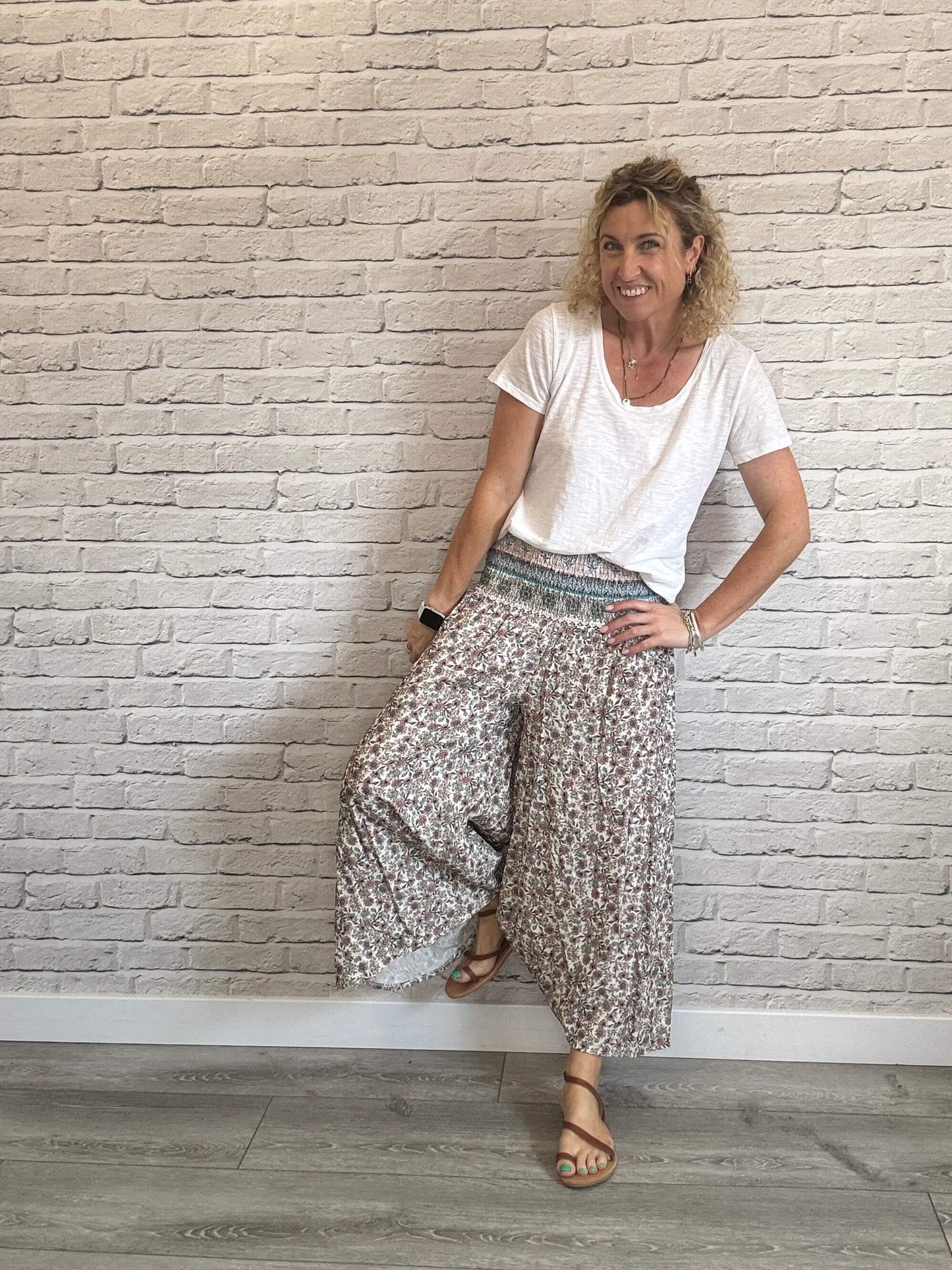 Liberty Wide Leg Palazzos | White Floral (NEW)