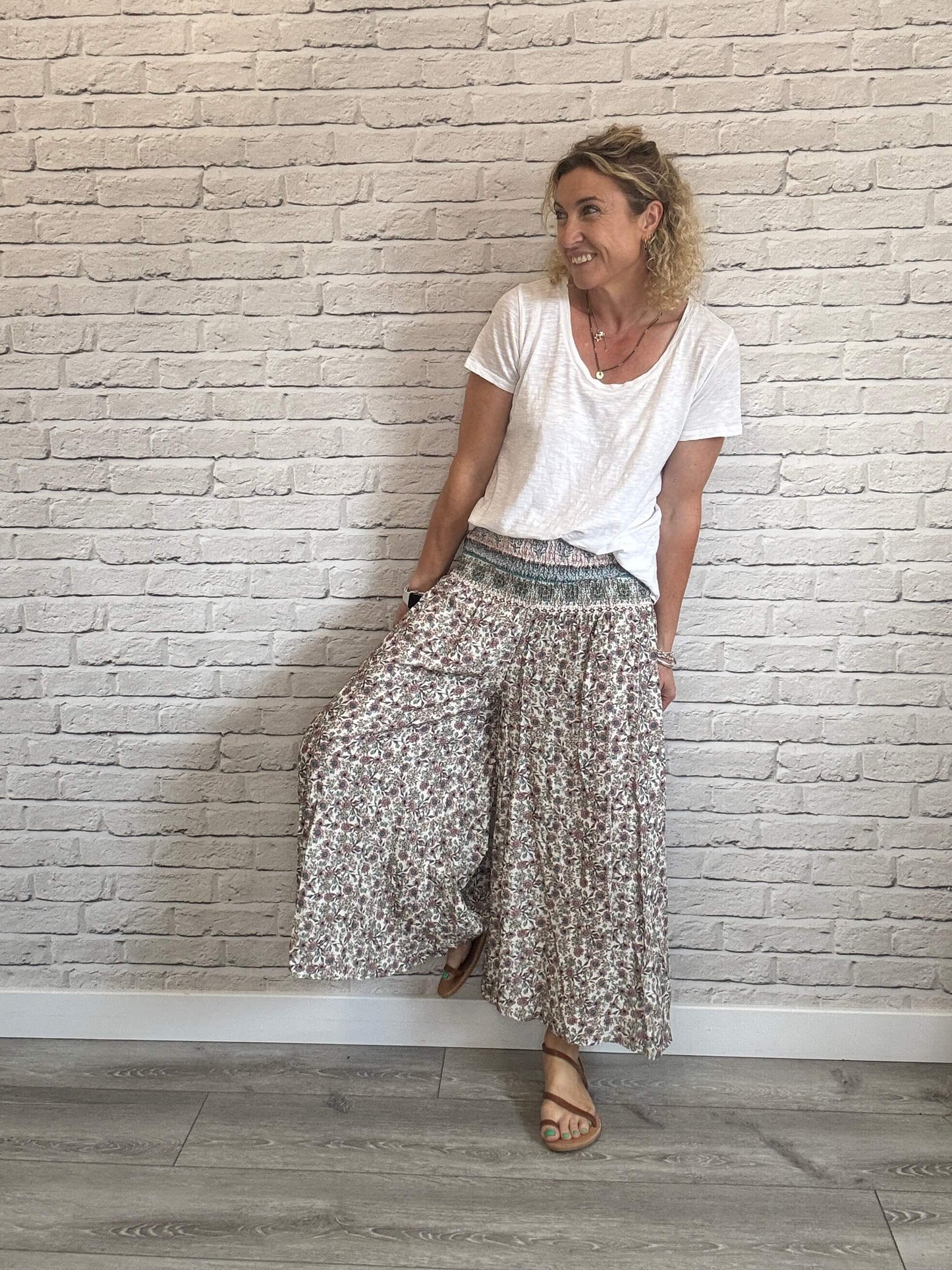 Liberty Wide Leg Palazzos | White Floral (NEW)