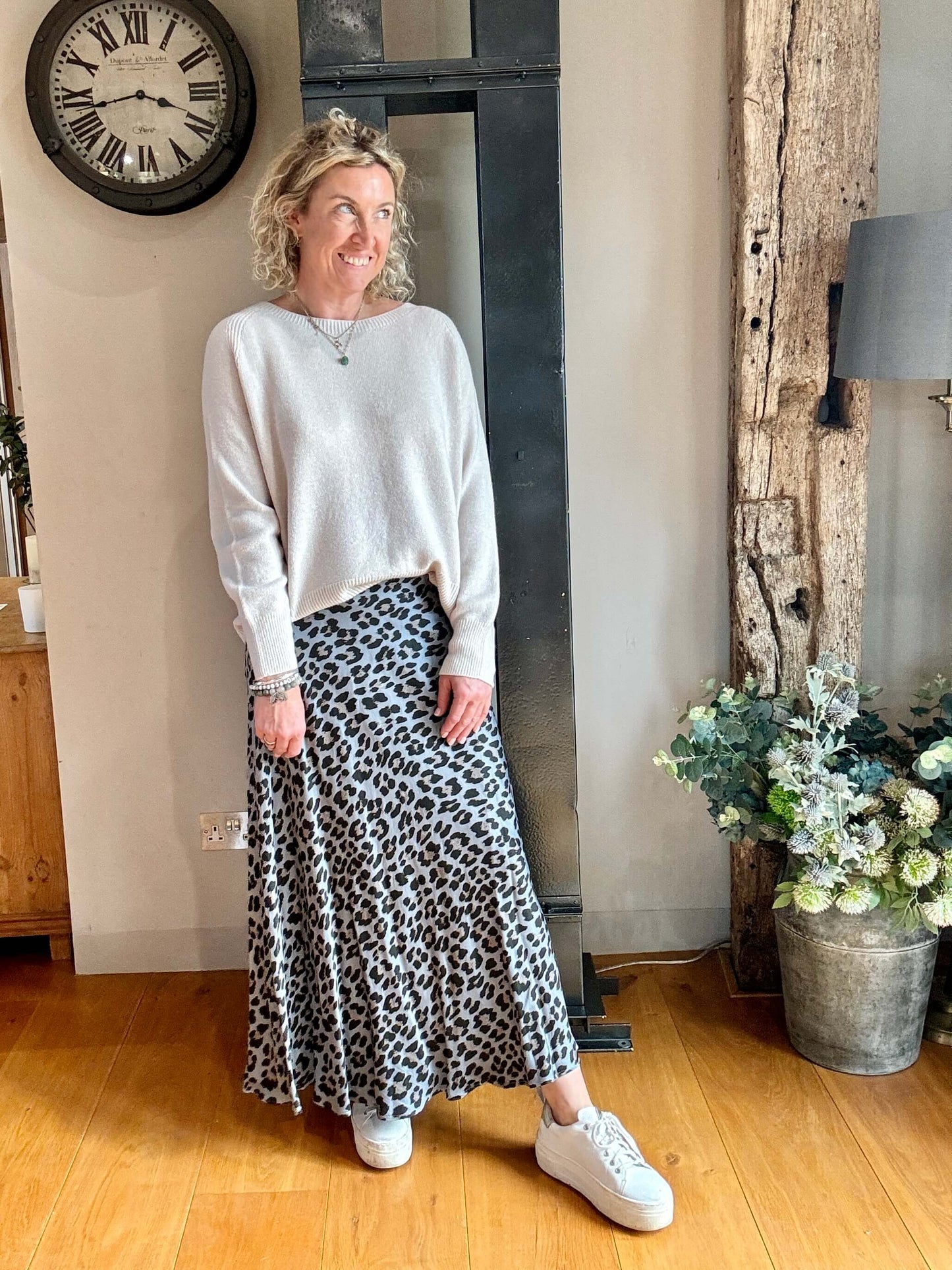 Putney Maxi Skirt | Silver-Blue Leopard