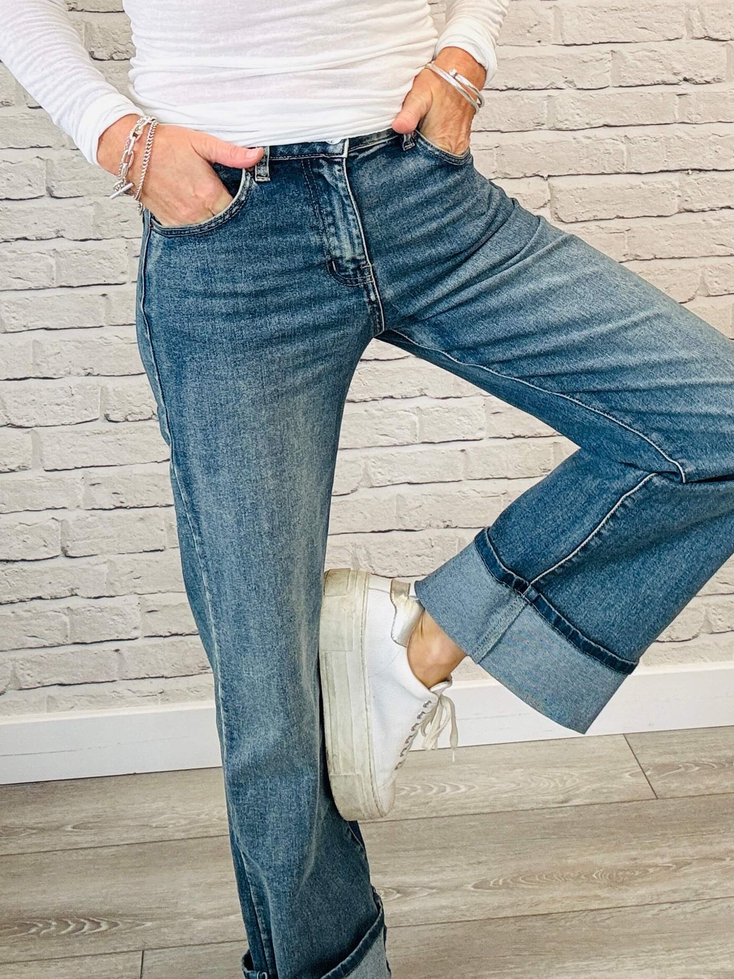 Rockafella High Waist Cuffed Jeans | Vintage Denim