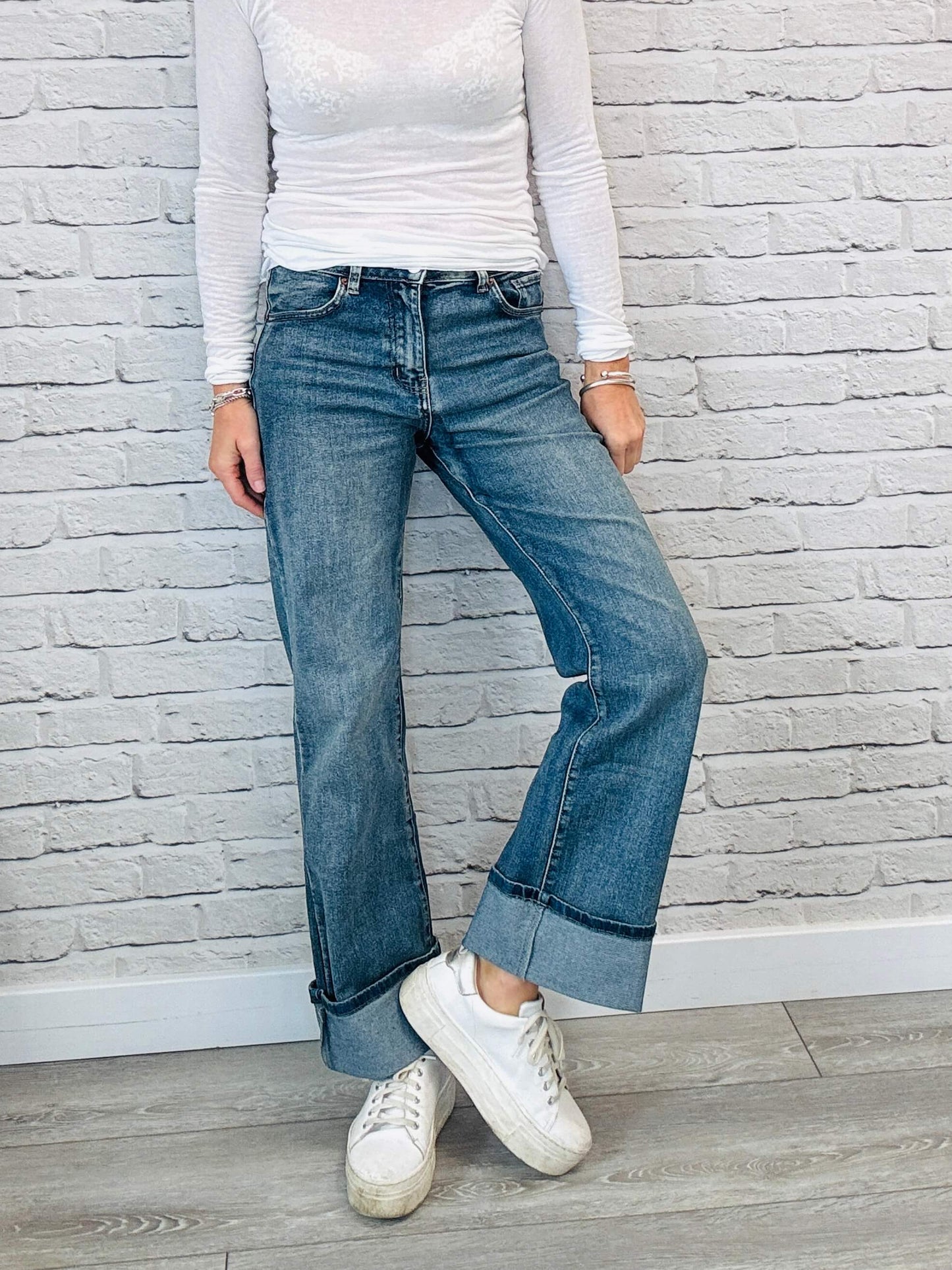 Rockafella High Waist Cuffed Jeans | Vintage Denim
