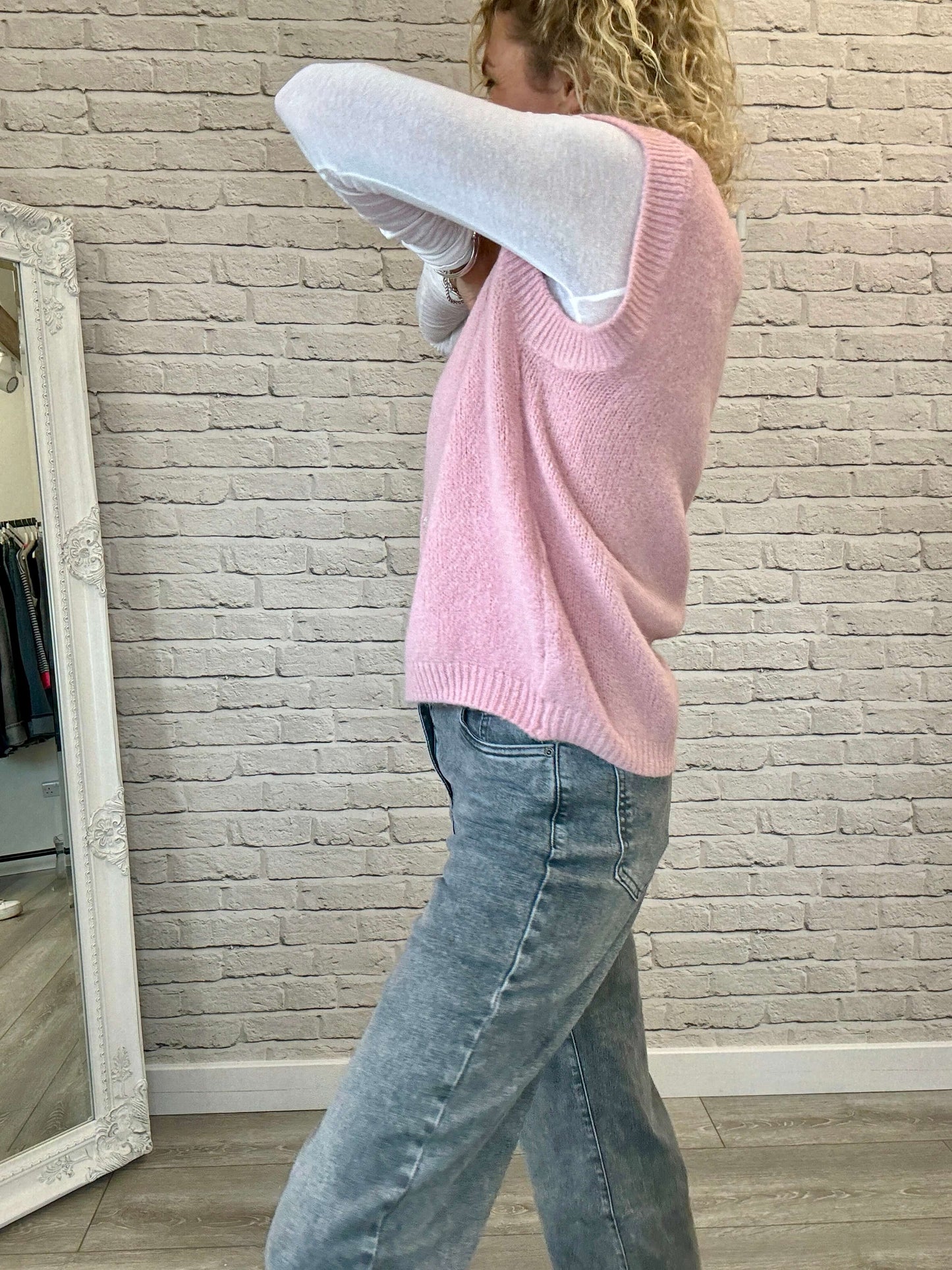 Uma Knitted Vest | Vintage Rose