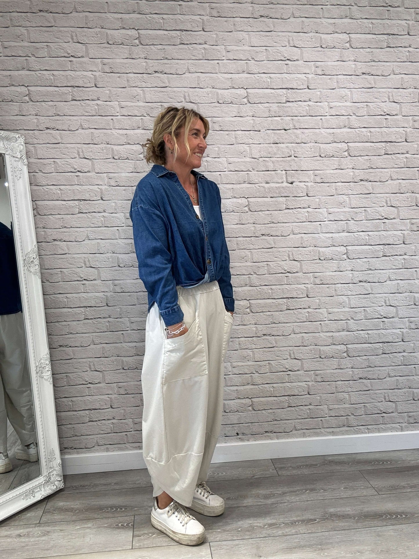Etta Front Pocket Cocoon Pants | Stone