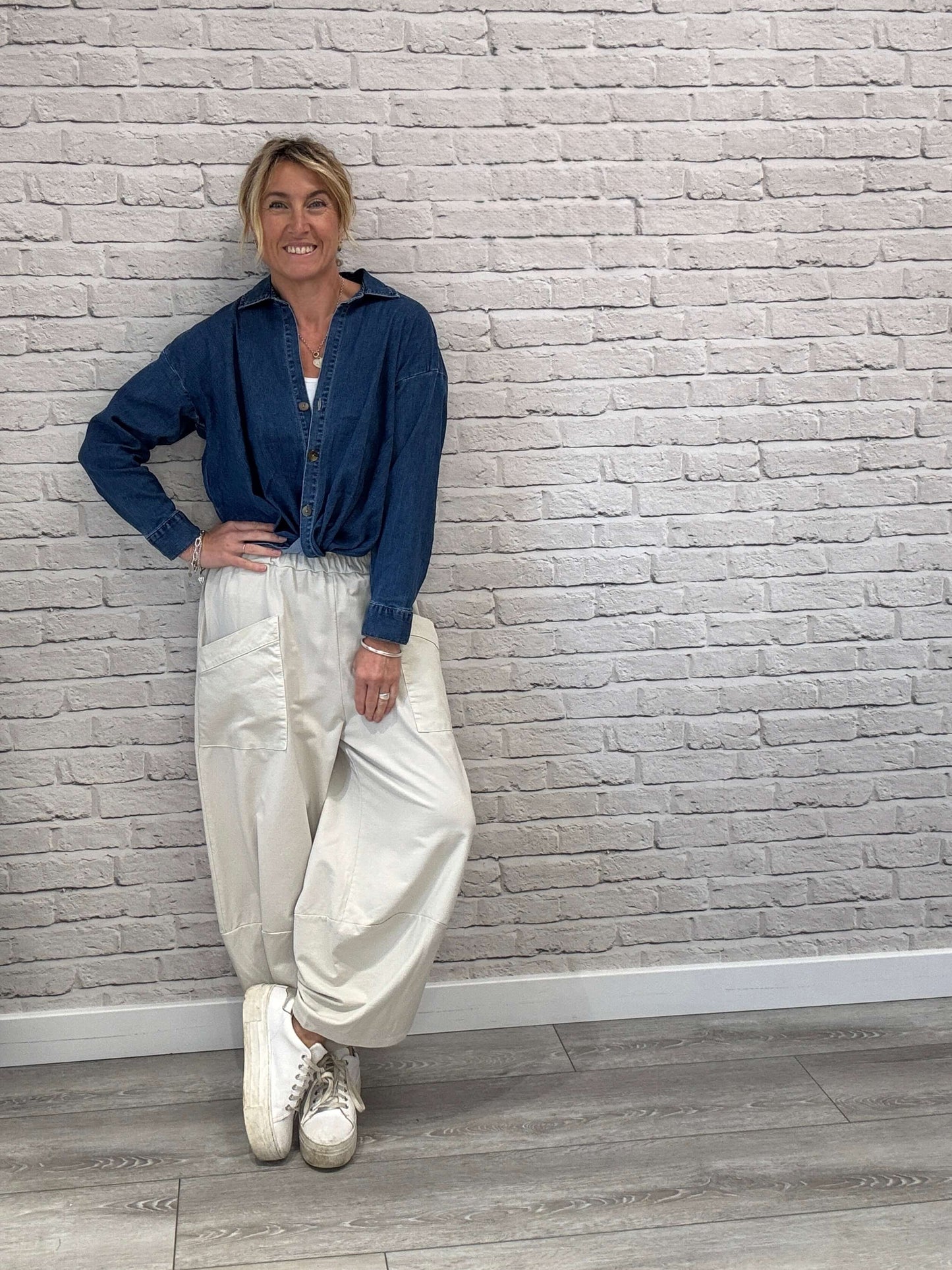 Etta Front Pocket Cocoon Pants | Stone