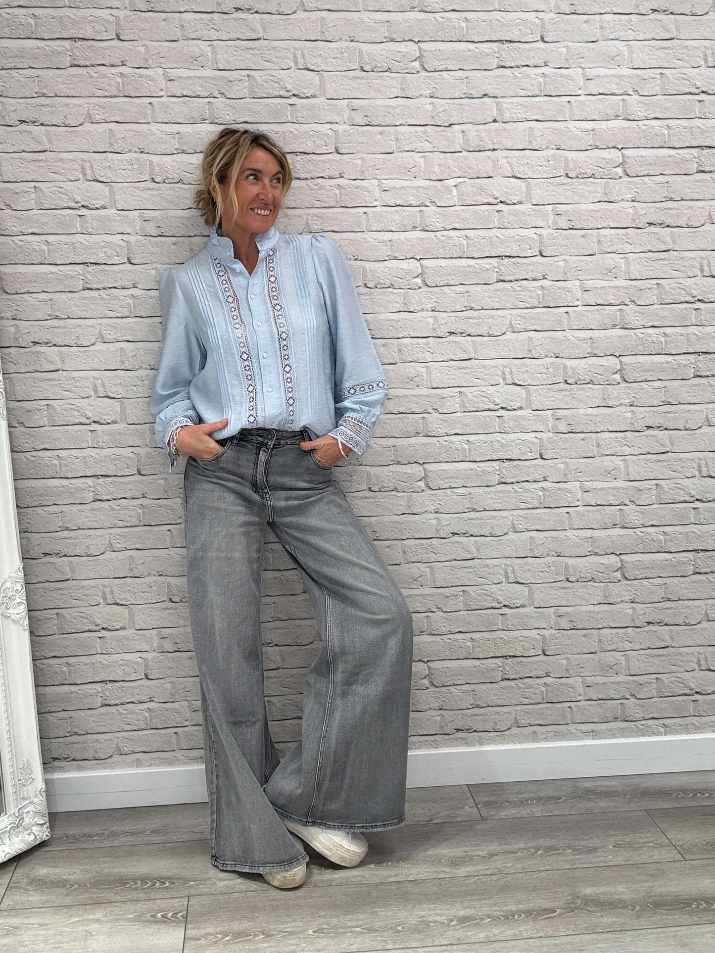 Shoreditch Palazzo Jeans | Faded Grey