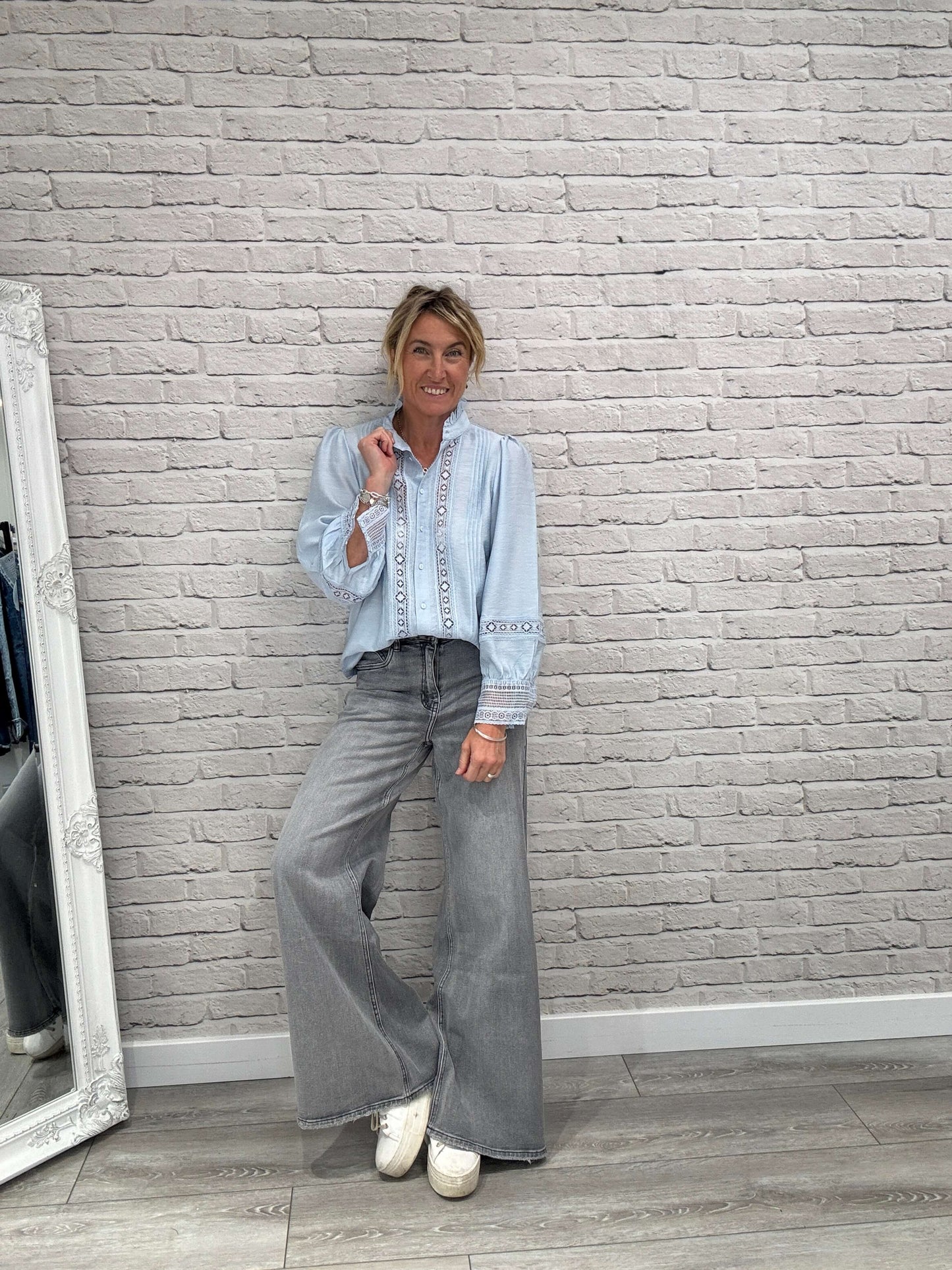 Shoreditch Palazzo Jeans | Faded Grey
