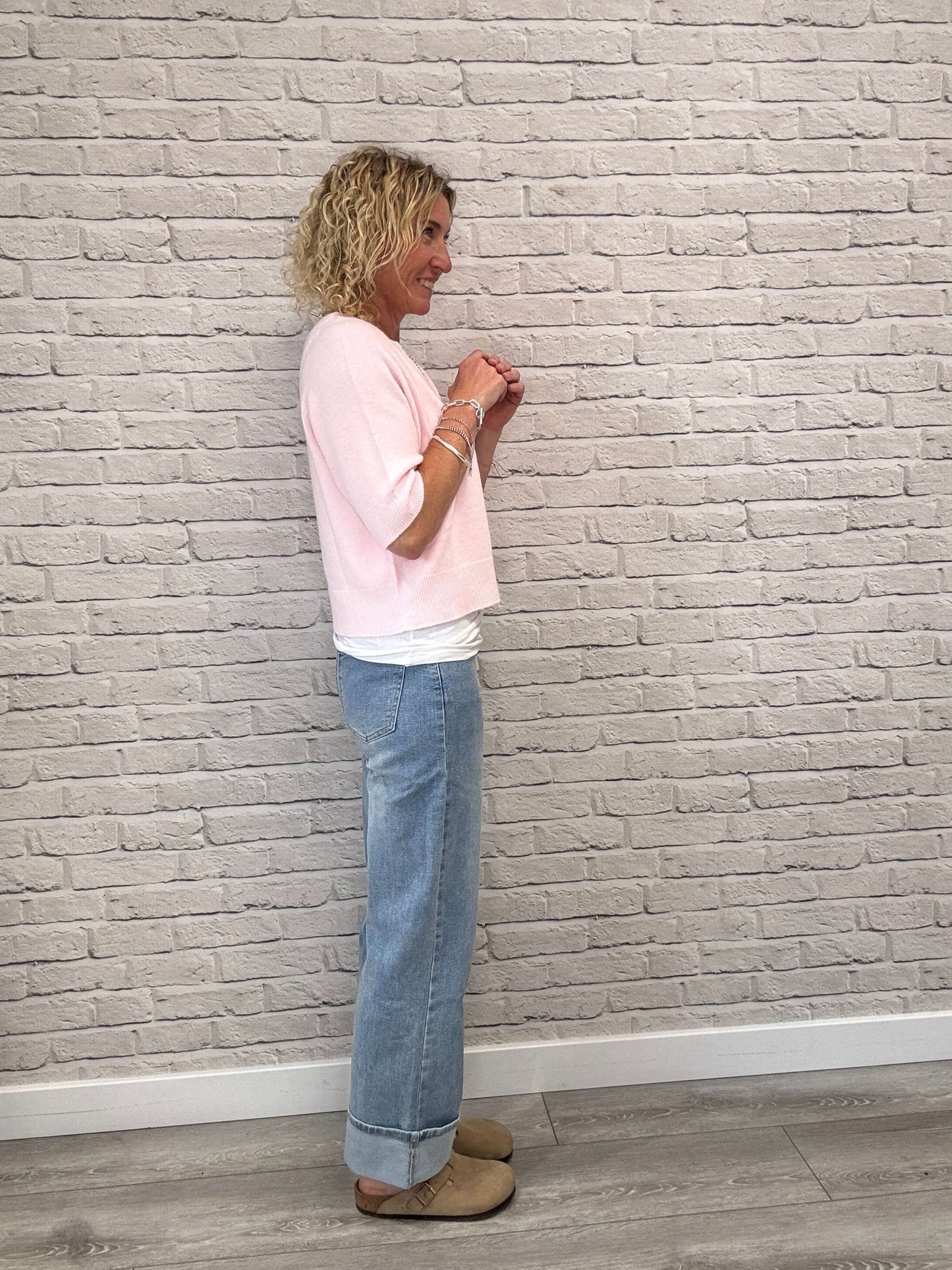 Rockafella High Waist Cuffed Jeans | Faded Denim