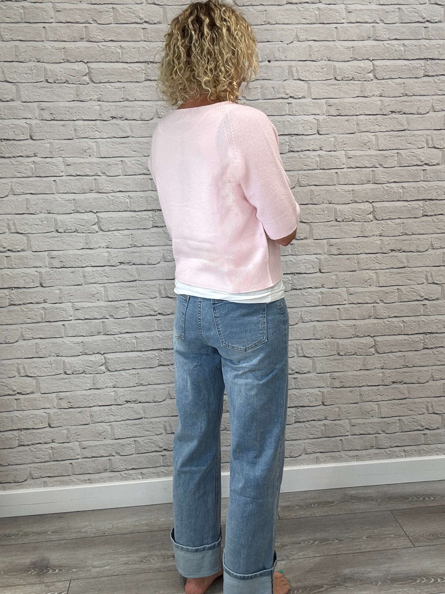 Rockafella High Waist Cuffed Jeans | Faded Denim