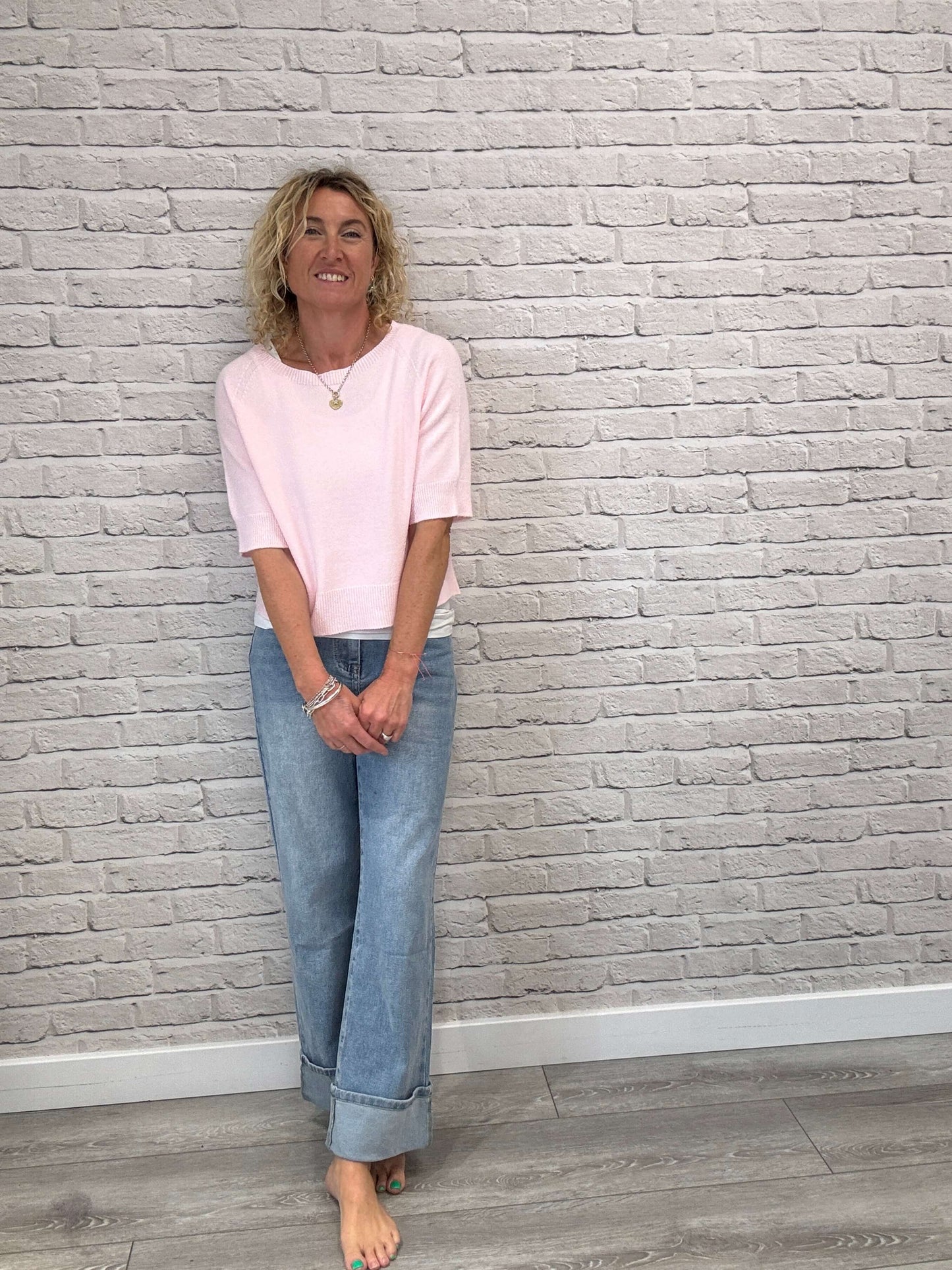 Rockafella High Waist Cuffed Jeans | Faded Denim