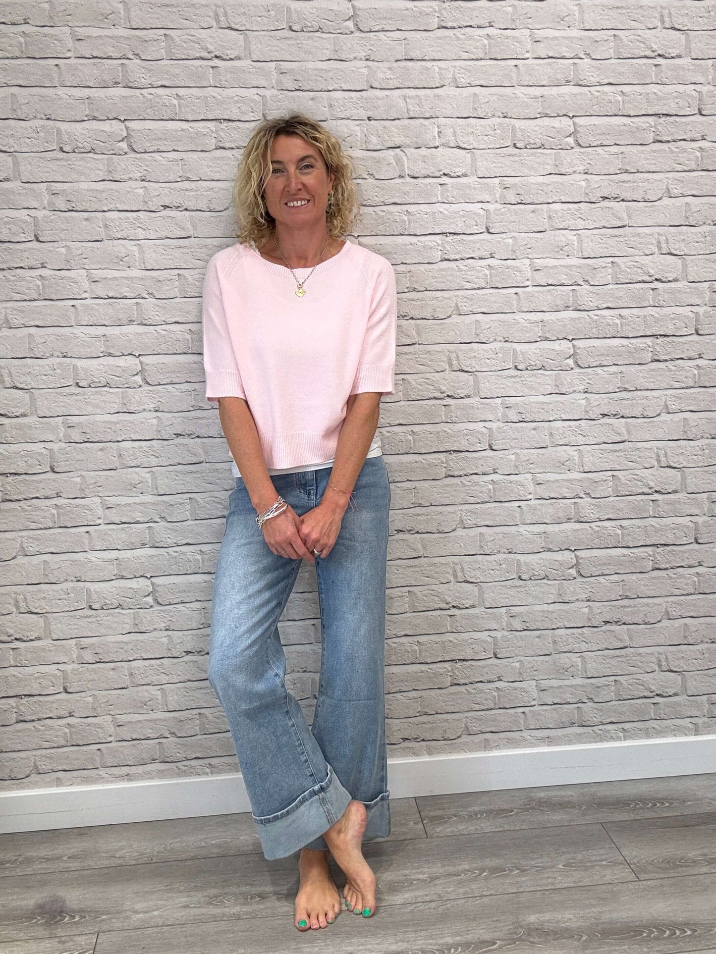 Rockafella High Waist Cuffed Jeans | Faded Denim